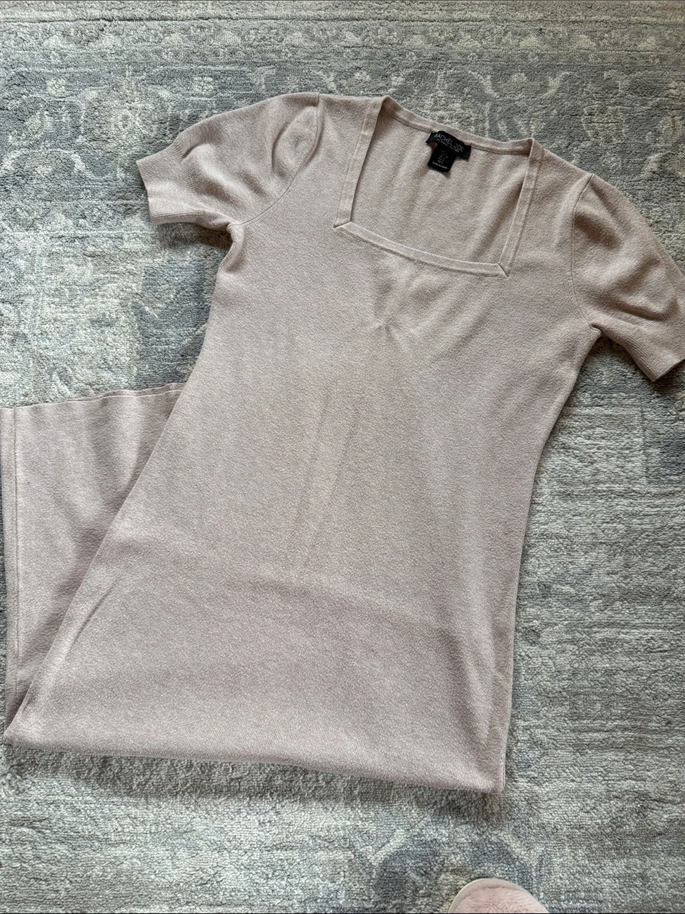 Rachel Zoe Short-Sleeve Square Neck Tunic in beige